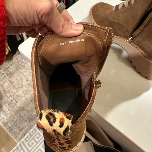 Dolce Vita Genuine Leather/Suede Lug Sole Boot with Leopard Tag Back, worn once. - Picture 3 of 6